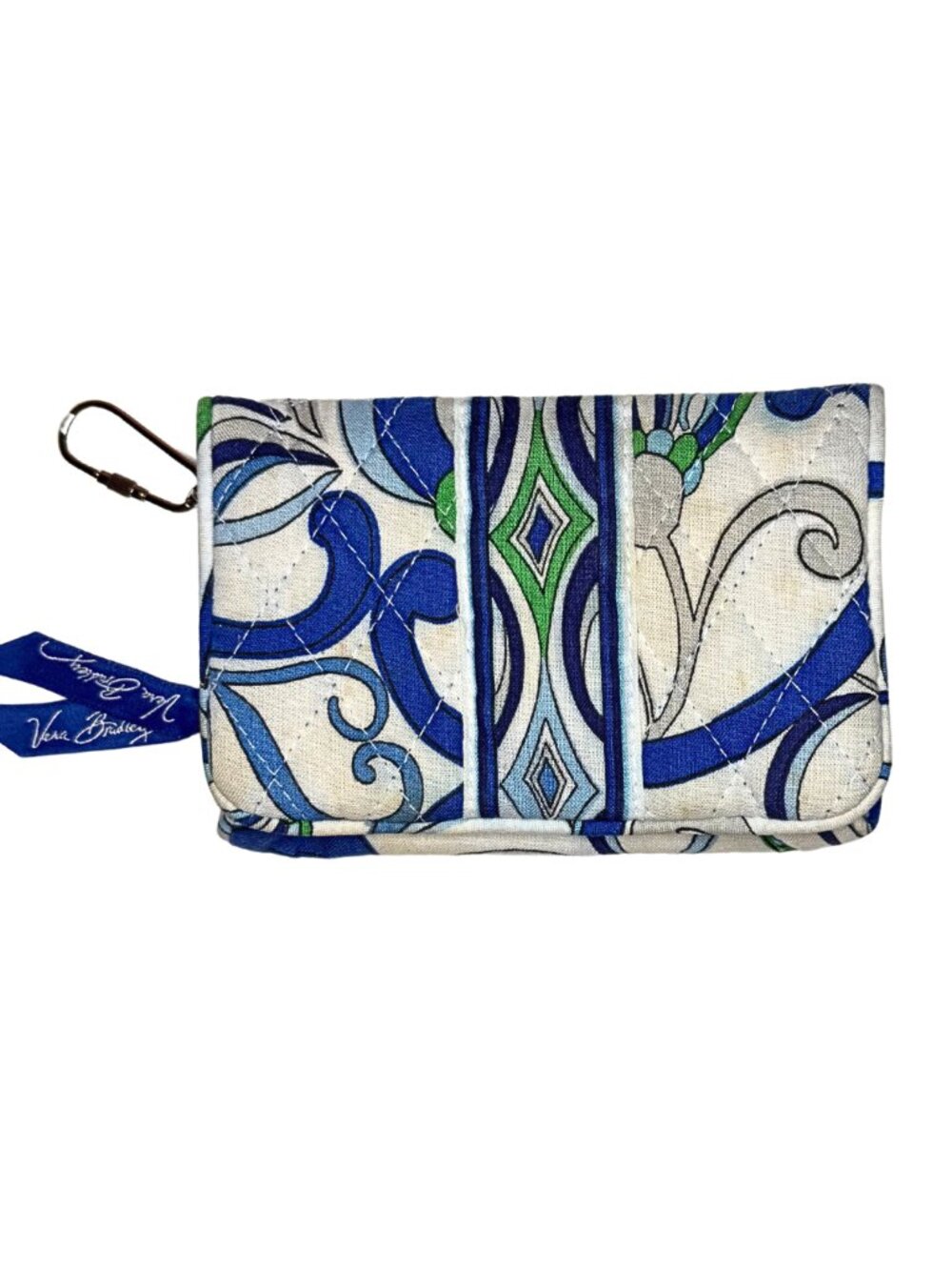 Vera Bradley Pocket Wallet RARE Vintage Retired Mediterranean White Pattern
